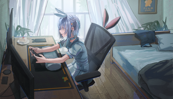 Usada Pekora from Hololive playing video games