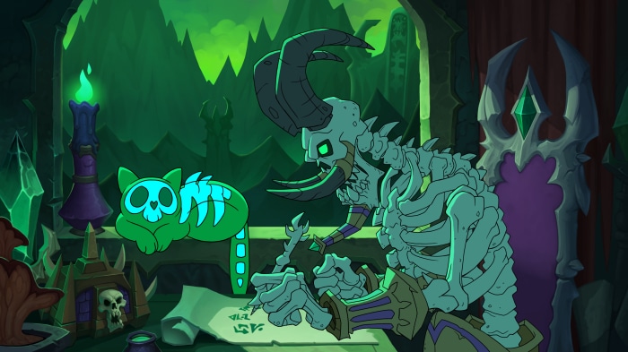 Skeleton Lich and Cat from World of Warcraft 4K