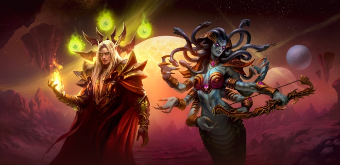 World of Warcraft 4K: Elf Mage and Medusa