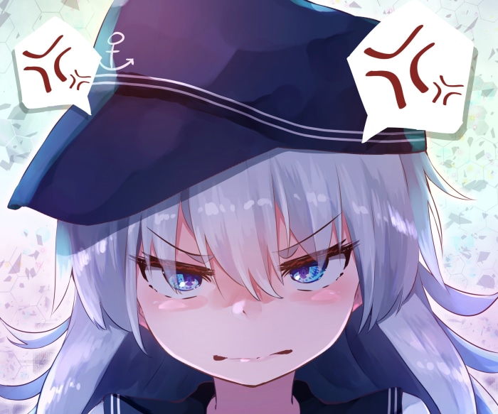 Hibiki from Kantai Collection looking angry
