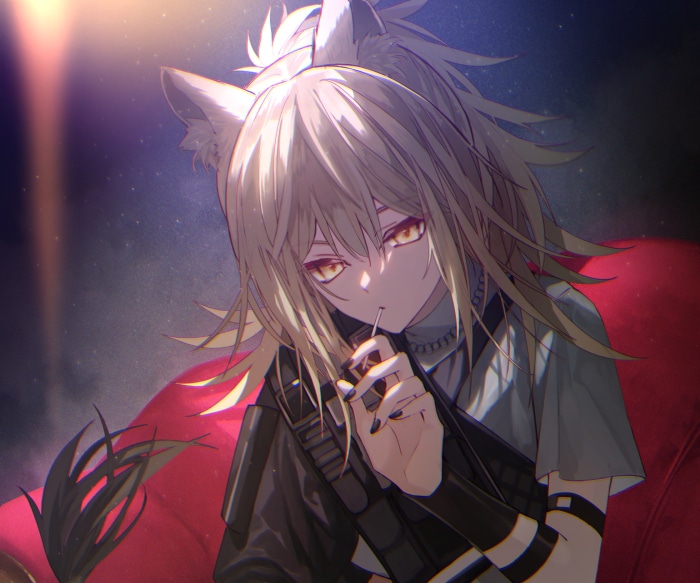 Siege from Arknights with a lollipop