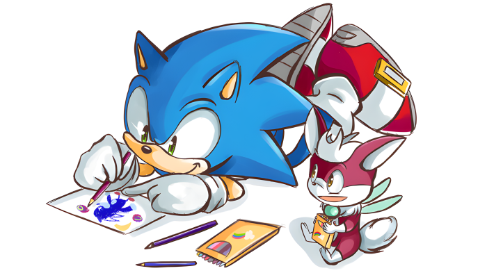 Sonic the Hedgehog and Chip drawing