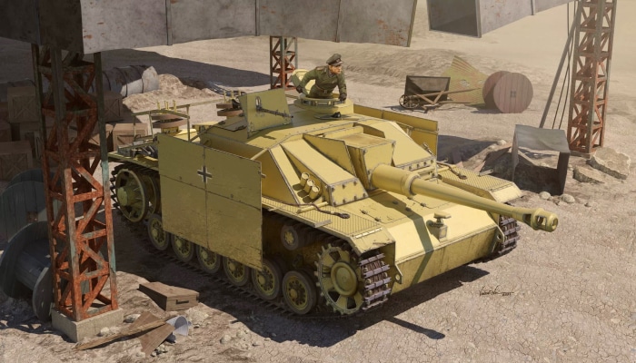 Sturmgeschütz III tank with a soldier