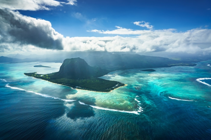 Aerial view of Le Morne Brabant, Mauritius