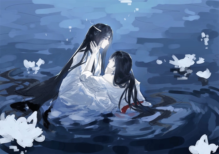 Lan Wangji and Wei Ying in water from Mo Dao Zu Shi