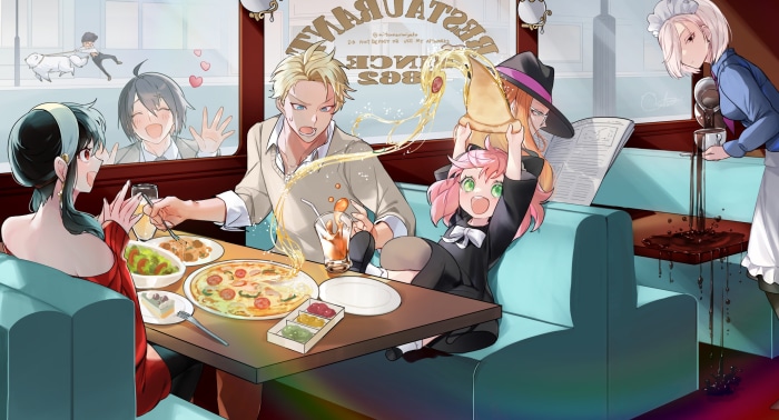 Spy X Family characters at a restaurant
