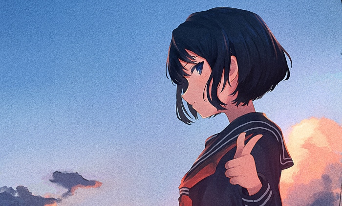 Girl in School Uniform Looking at the Sky