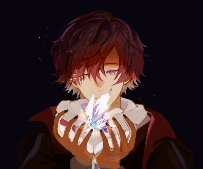 Uki Violeta from Nijisanji holding a crystal