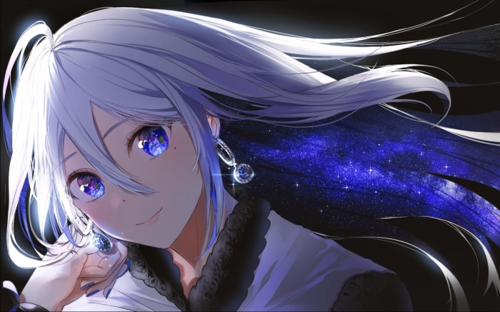 Girl with white hair and blue eyes
