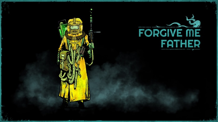 Forgive Me Father character in hazmat suit with tentacles