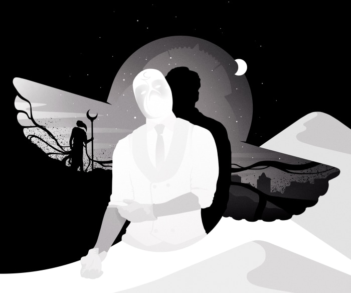 Moon Knight in a desert landscape