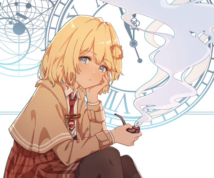 Watson Amelia from Hololive smoking a pipe