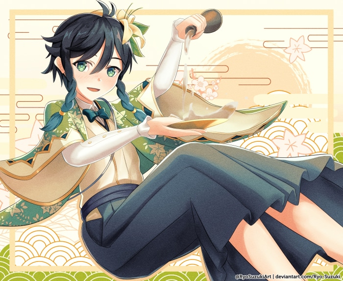Venti from Genshin Impact preparing a drink
