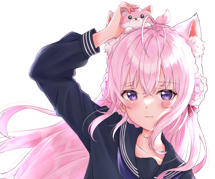 Hakui Koyori from Hololive with a fox plushie
