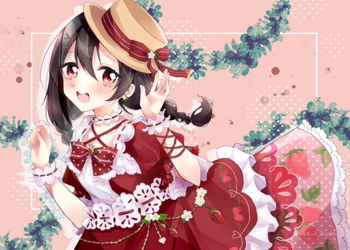Nico Yazawa from Love Live! wearing a strawberry-themed dress
