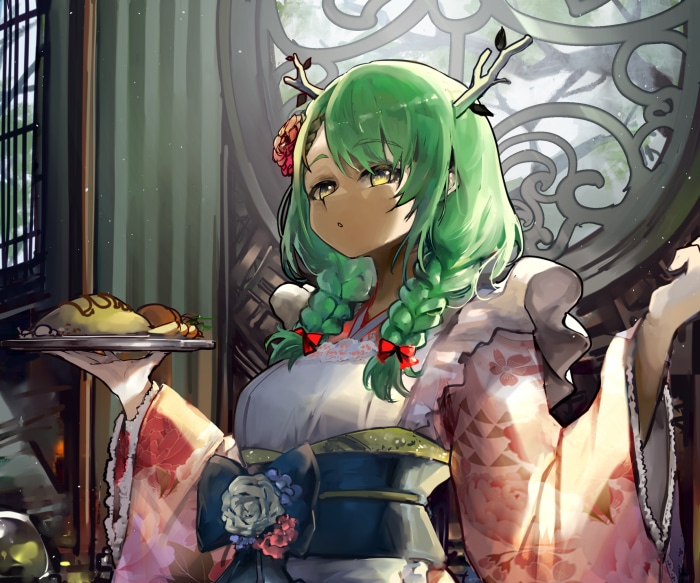 Ceres Fauna from Hololive serving food