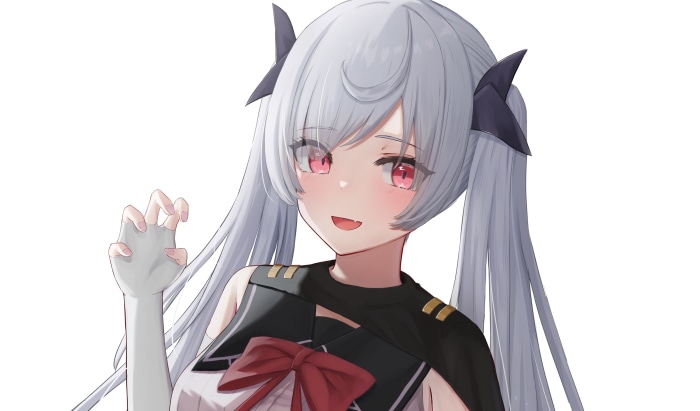 Anime girl with white hair and red eyes
