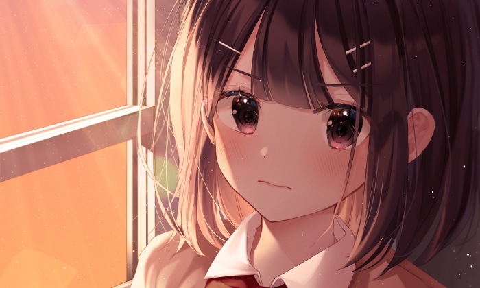 Girl looking out a window