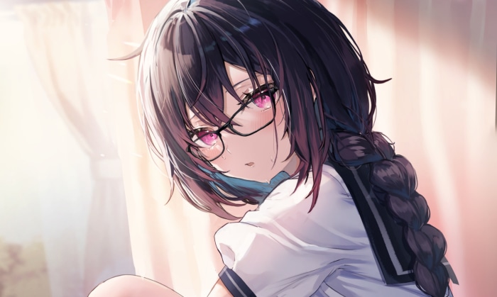 Girl with glasses and braided hair