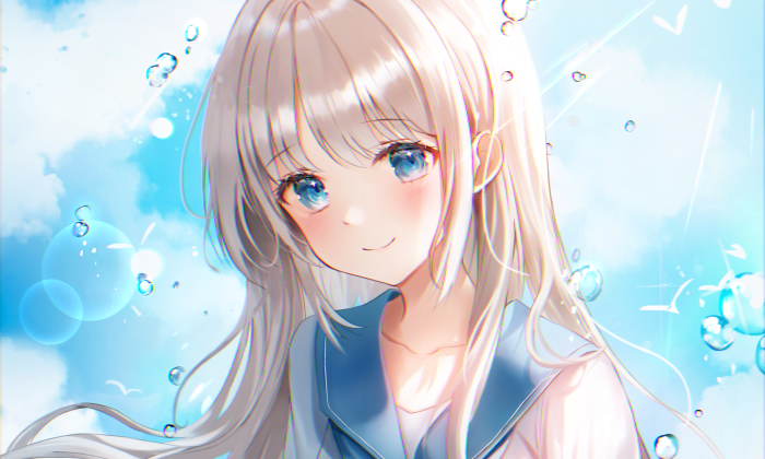 Anime girl with blue eyes and blonde hair