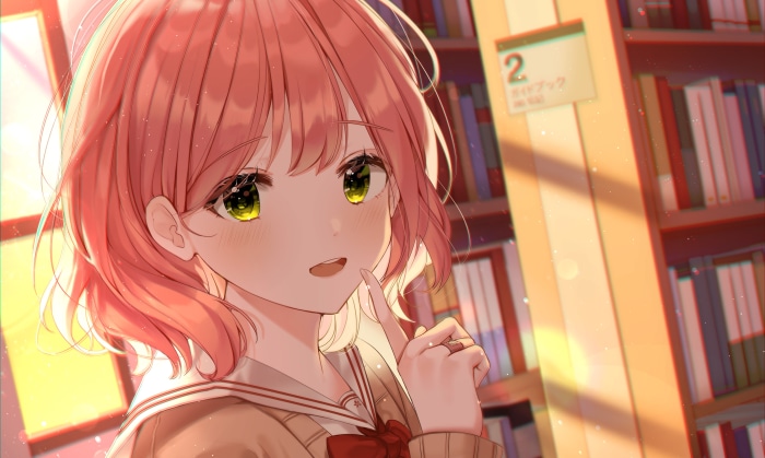 Girl in a library
