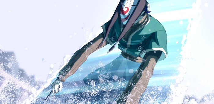 Haku from Naruto in a snowy environment
