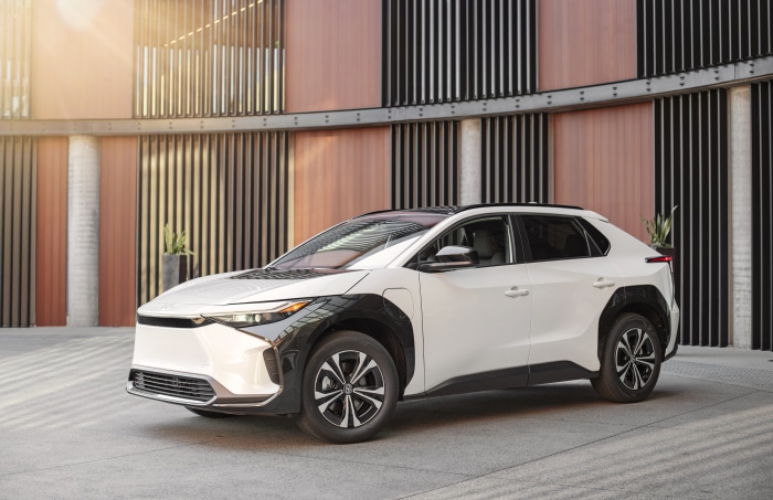 White Toyota BZ4X electric SUV