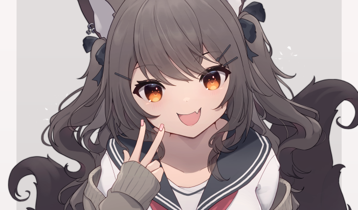 Anime girl with wolf ears and tail
