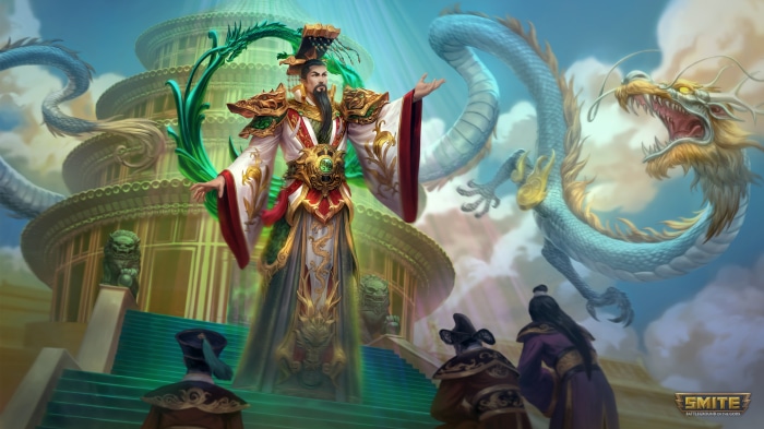 Yu Huang (Smite) with dragons and temple