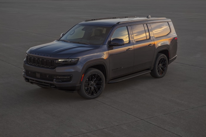 Dark Gray Jeep Wagoneer L on Paved Surface