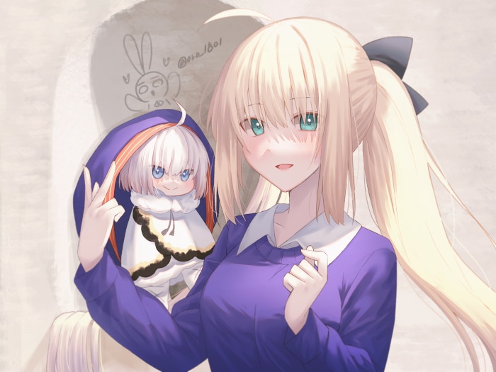 Artoria Caster from Fate/Grand Order with a doll