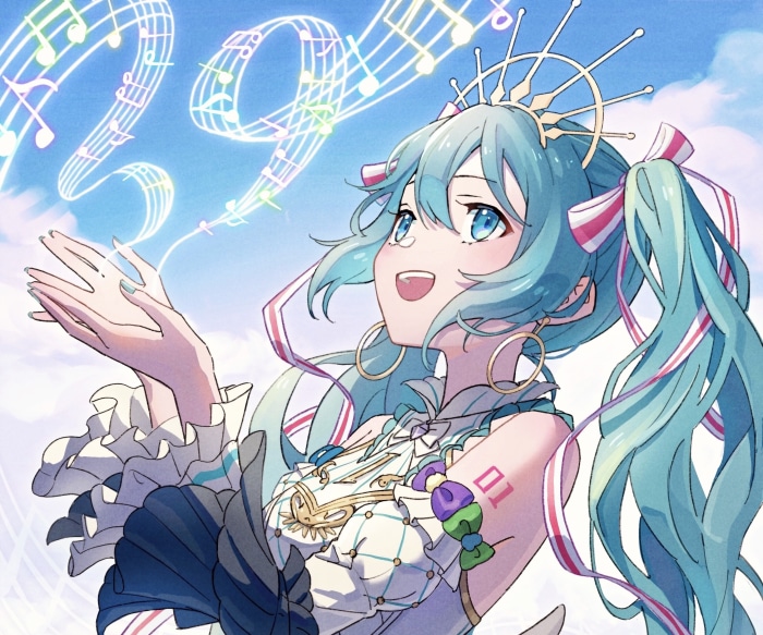 Hatsune Miku Singing with Musical Notes