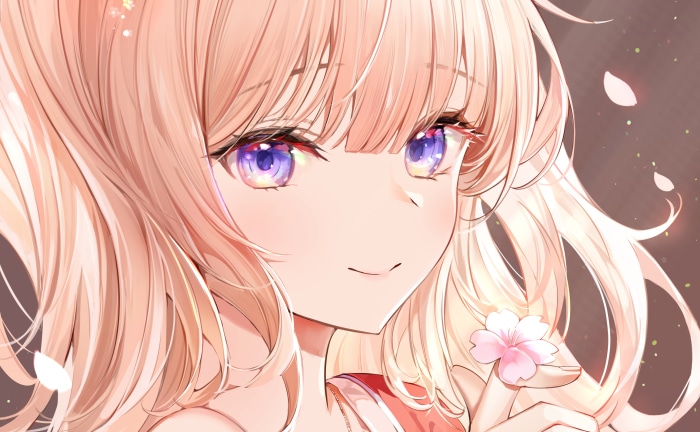 Anime girl with pink hair and purple eyes
