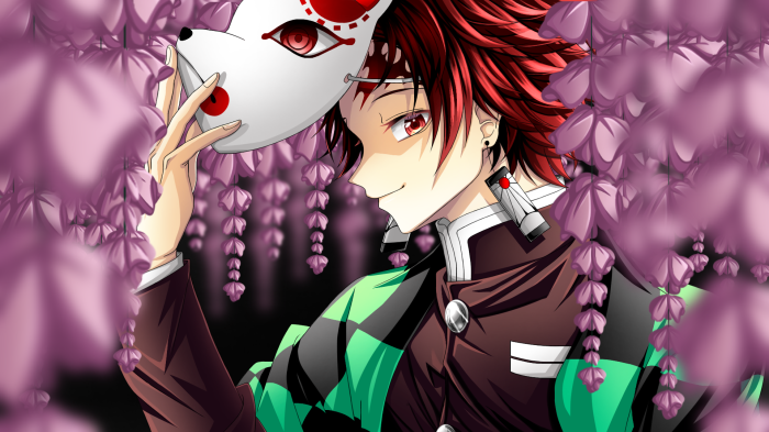 Tanjiro Kamado from Demon Slayer holding a mask