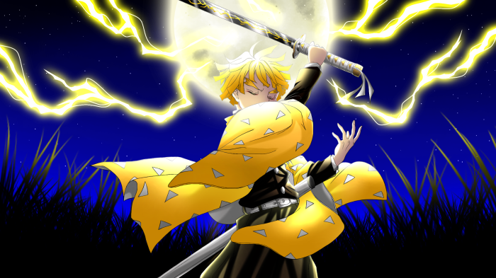 Zenitsu Agatsuma from Demon Slayer with lightning