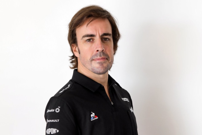 Fernando Alonso in black shirt