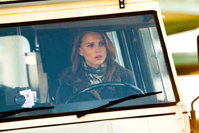 Natalie Portman as Jane Foster driving a vehicle