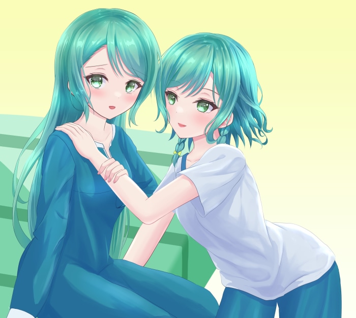 Hina Hikawa and Sayo Hikawa from BanG Dream! Girls Band Party!