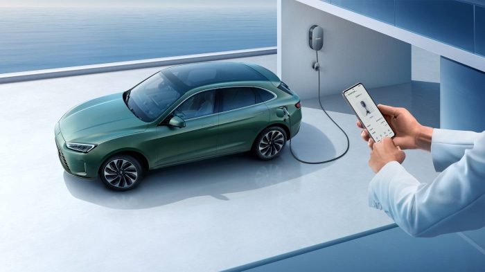 AITO M5 electric car charging with smartphone control