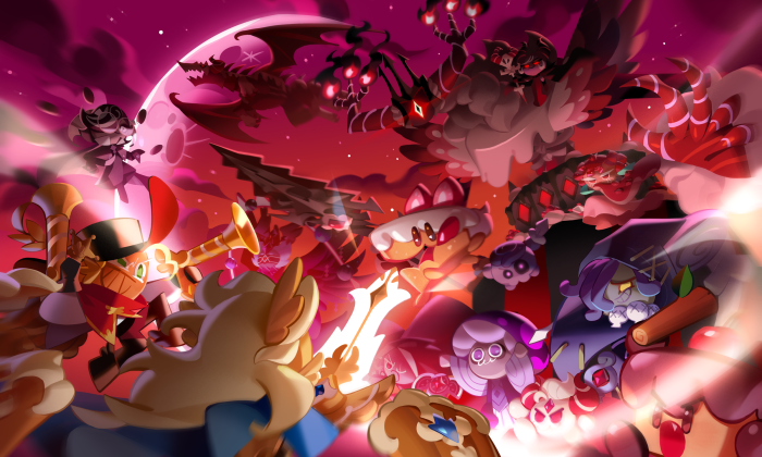Cookie Run: Kingdom characters fighting dragons
