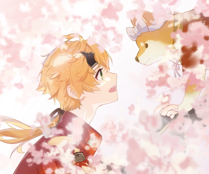 Thoma and Shiba Inu from Genshin Impact