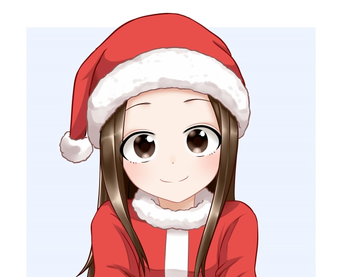 Takagi from Karakai Jouzu No Takagi-san wearing a Santa hat