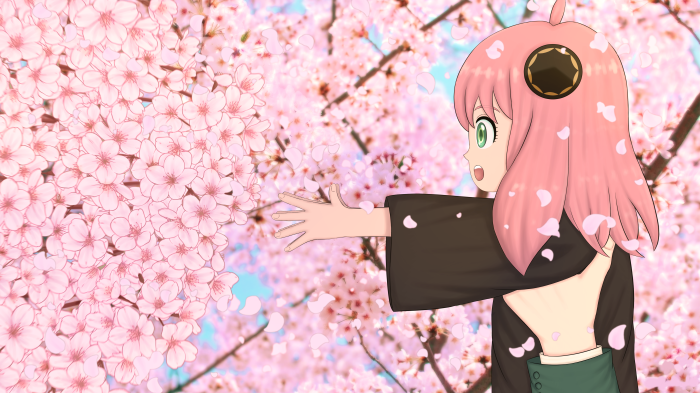 Anya Forger from Spy X Family with Cherry Blossoms
