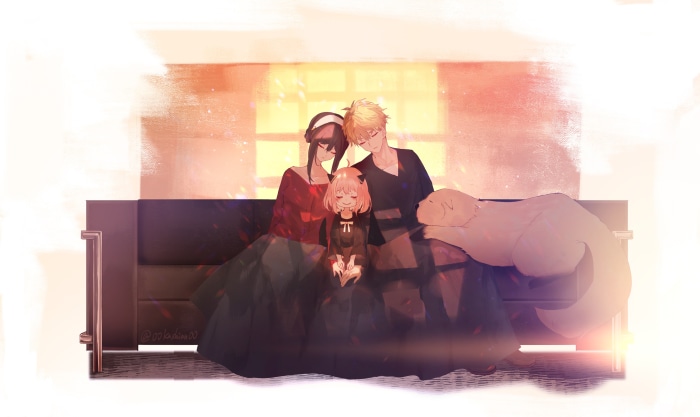 Spy X Family characters sitting on a couch