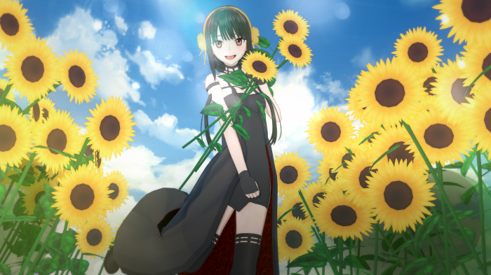 Yor Forger from Spy X Family in a sunflower field