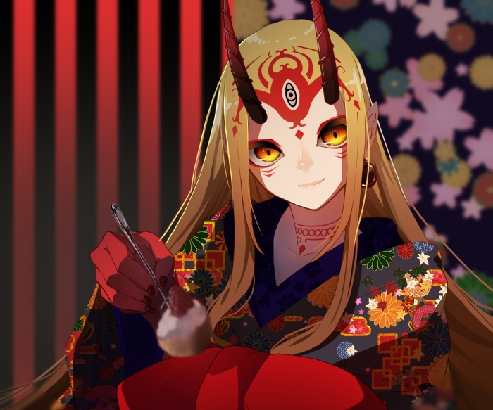 Ibaraki-dōji from Fate/Grand Order eating
