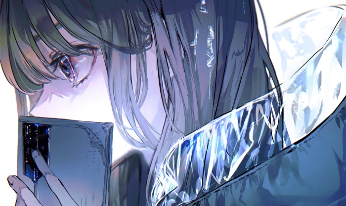 Girl looking at a smartphone