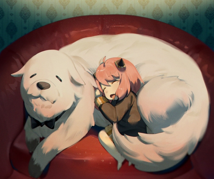 Anya Forger and Bond from Spy X Family sleeping