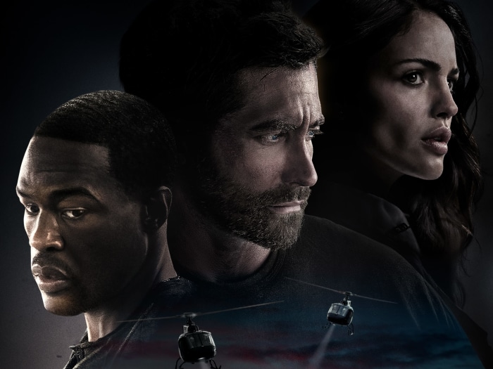 Jake Gyllenhaal, Yahya Abdul-Mateen II, and Eiza Gonzalez in Ambulance