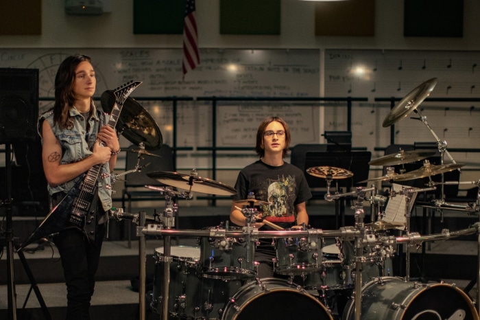 Adrian Greensmith and Jaeden Martell in Metal Lords